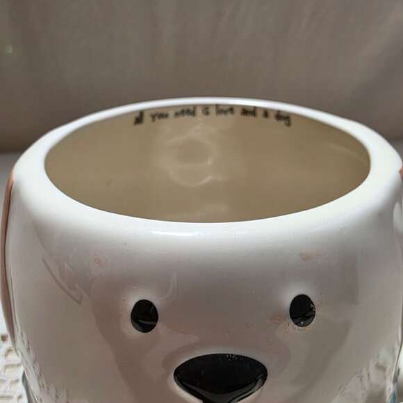 Dog-Themed Ceramic Mug With Handle & Embossed Details - "All You Need Is Love An - Picture 2 of 6